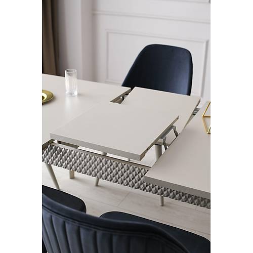 Marsilya Mdf A��l�r Yemek Masas� 6 Sandalye