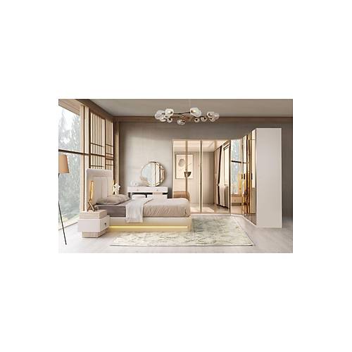 PLAT�N K��E MDF BAZALI LEDL� YATAK ODASI TAKIMI