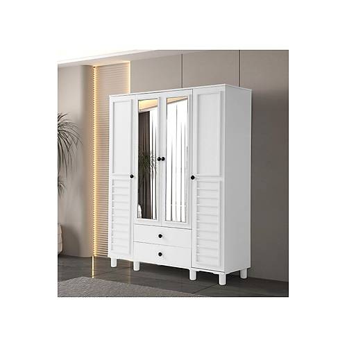 ECEM MDF 4 KAPILI DOLAP-BEYAZ