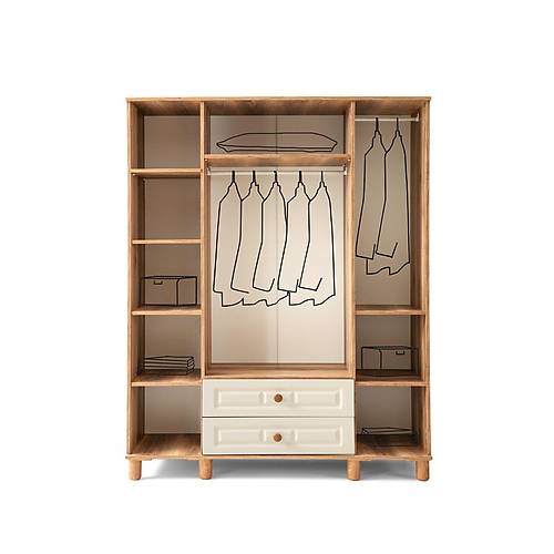 FEYZAN MDF 4 KAPILI DOLAP - EKRU