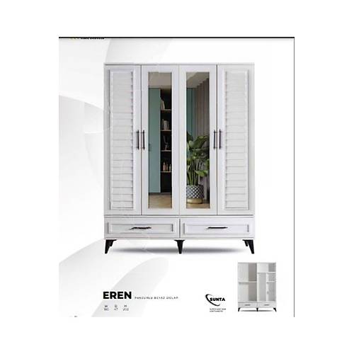 PANJUR BEYAZ 4 KAPILI DOLAP