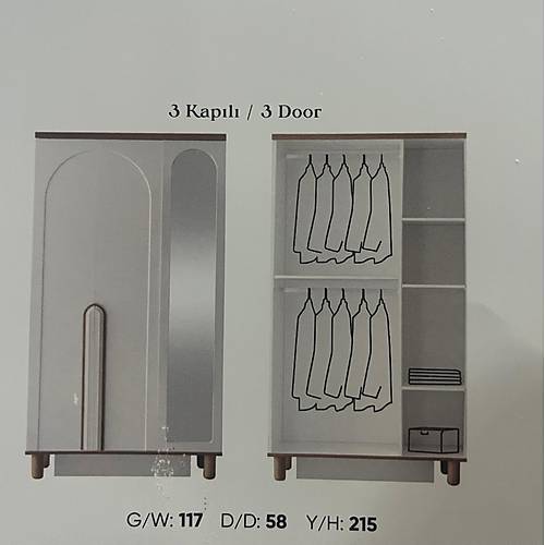 KOSOVA MDF 3 KAPILI DOLAP
