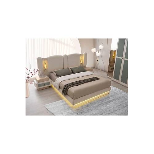 TURKUAZ MDF BAZALI LEDL� YATAK ODASI TAKIMI