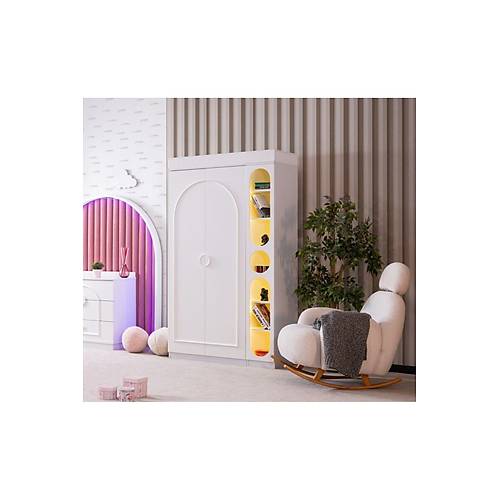 STAR 2 KAPILI DOLAP + K�TAPLIK - BEYAZ PEMBE