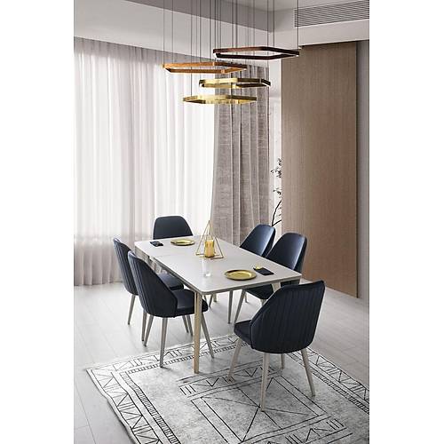 Marsilya Mdf A��l�r Yemek Masas� 6 Sandalye