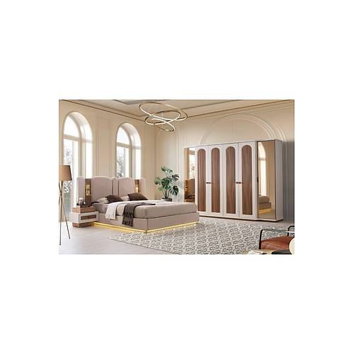 KUBBE MDF BAZALI LEDL� YATAK ODASI TAKIMI