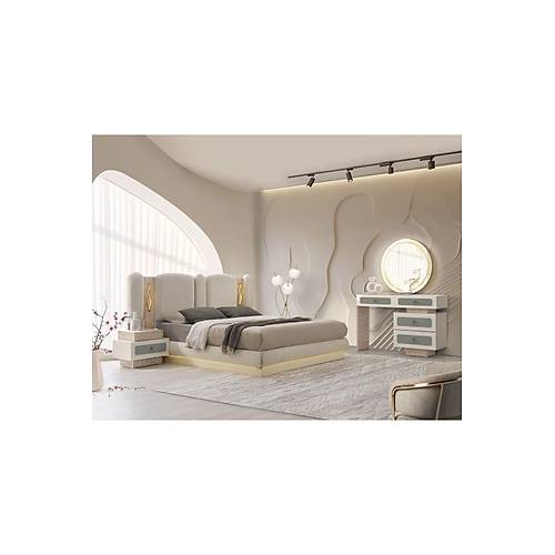 TURKUAZ MDF BAZALI LEDL� YATAK ODASI TAKIMI