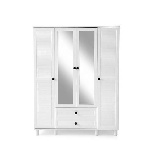 F�N�KE MDF 4 KAPAKLI DOLAP-BEYAZ