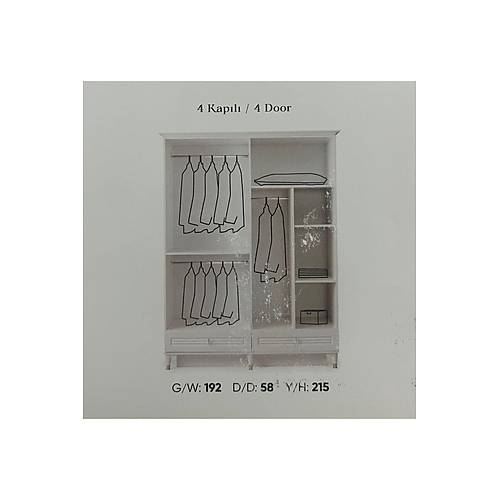 BA�DAT MDF 4 KAPILI DOLAP
