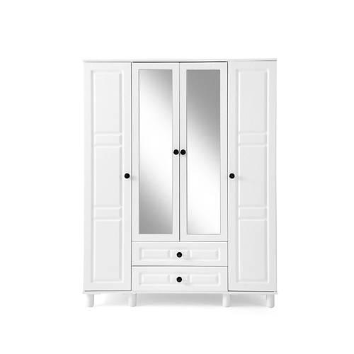 FEYZAN MDF 4 KAPILI DOLAP-BEYAZ