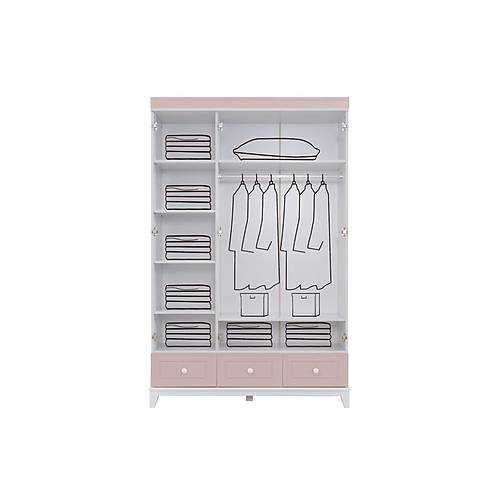 CITY 3 KAPILI DOLAP - BEYAZ PEMBE