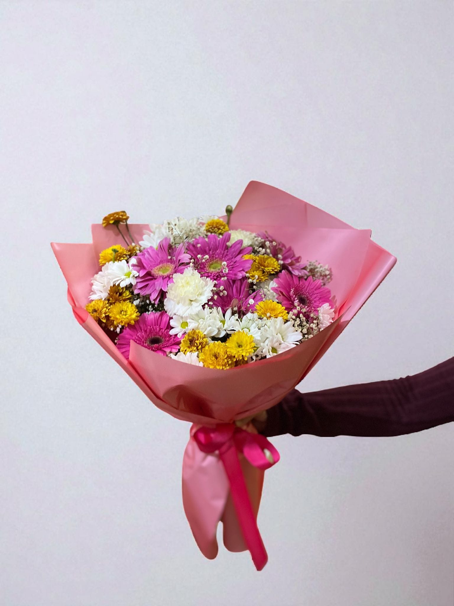 Pembe Gerbera Papatya buketi