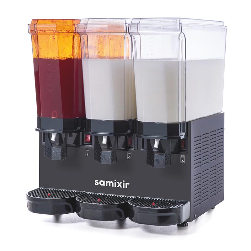 Samixir 60.SMMB Triple Klasik Fıskiyeli ve Karıştırıcılı Soğuk İçecek Dispenseri 20+20+20 L Siyah