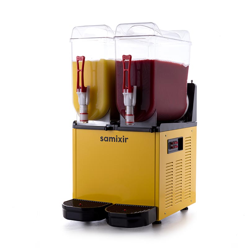 Samixir SLUSH24.Y Twin Ice Slush Granita Milkshake ve Soğuk Meyve Suyu Dispenseri 12+12 L Sarı