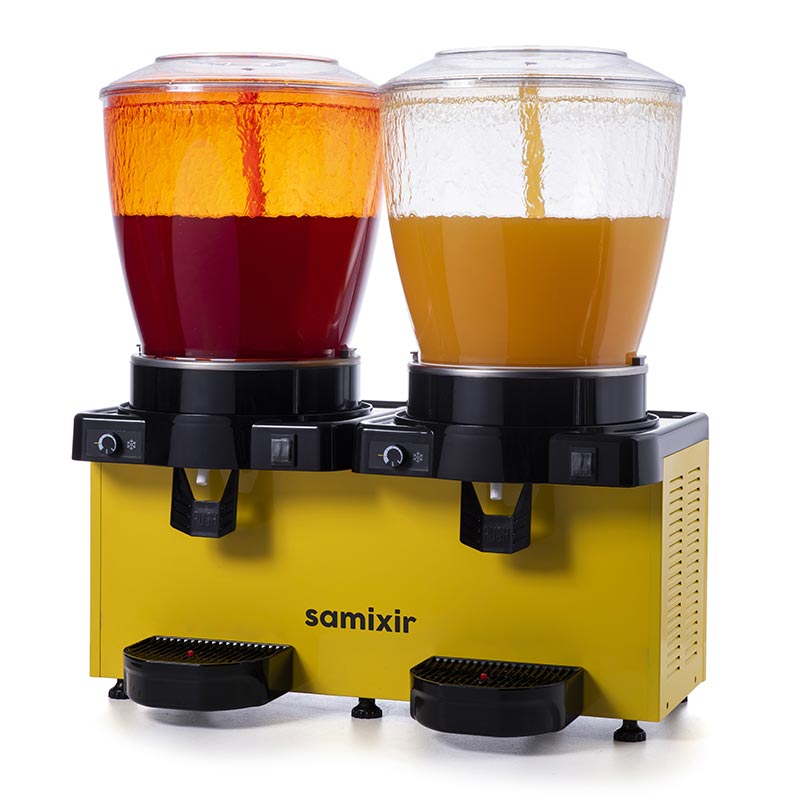 Samixir SS44.AY Panaromik Analog Twin Soğuk İçecek Dispenseri 22+22 L Fıskiyeli Sarı