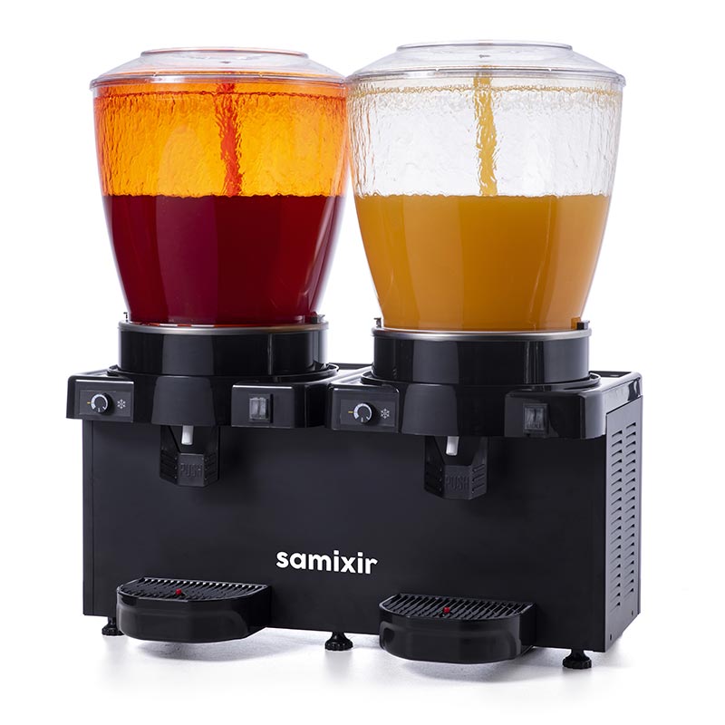 Samixir SS44.AB Panaromik Analog Twin Soğuk İçecek Dispenseri 22+22 L Fıskiyeli Siyah