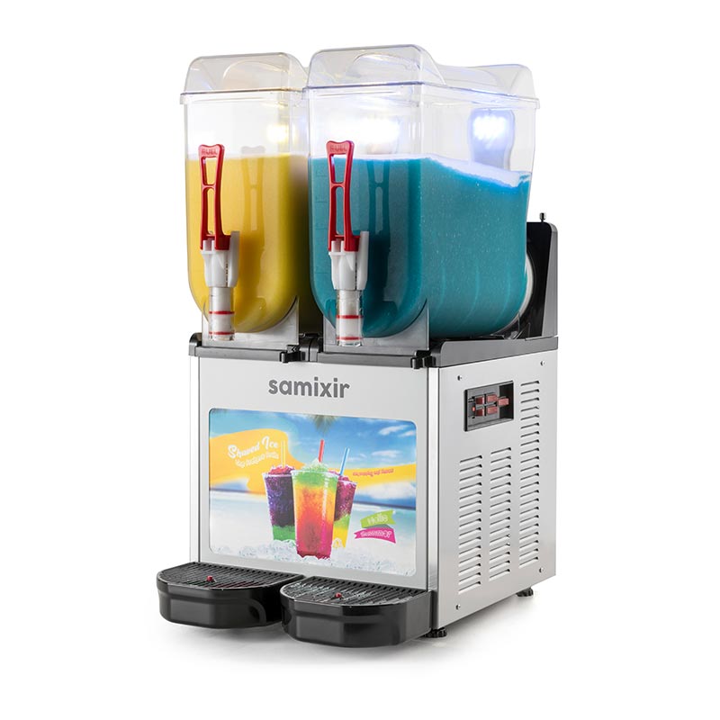 Samixir SLUSH24.IA Allure Twin Ice Slush Granita Milkshake ve Soğuk Meyve Suyu Dispenseri 12+12 L Inox