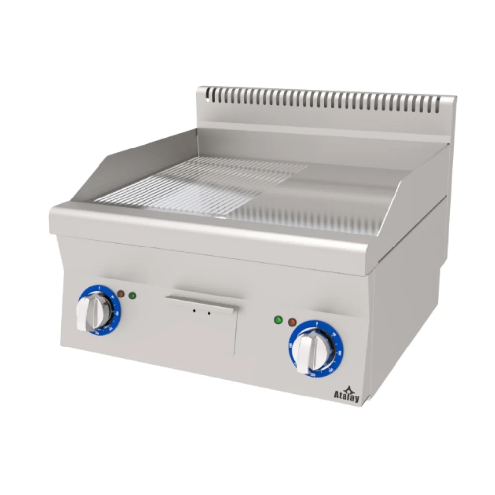 Atalay E AGI-660-ND-CR 600 Seri Krom Yüzeyli Yarı Oluklu Yarı Düz Pleyt Izgara 60x60 cm Gazlı