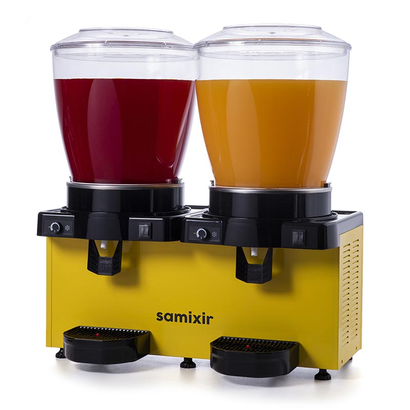Samixir MM44.AY Panaromik Analog Twin Soğuk İçecek Dispenseri 22+22 L Karıştırıcılı Sarı