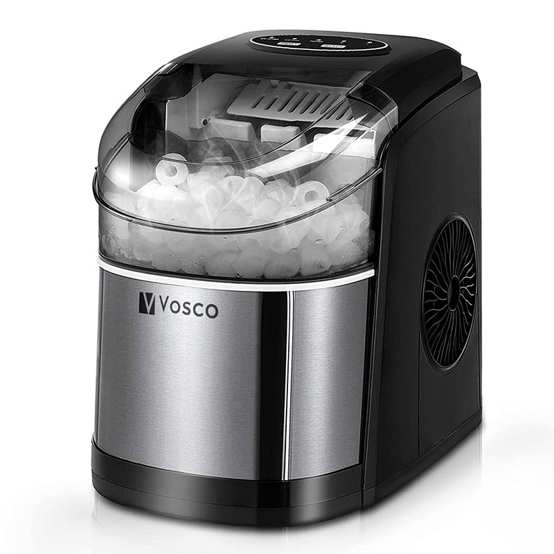 Vosco VHZB-12C Hazneli Ev Tipi Buz Makinesi 12 kg/gün Kapasiteli Siyah