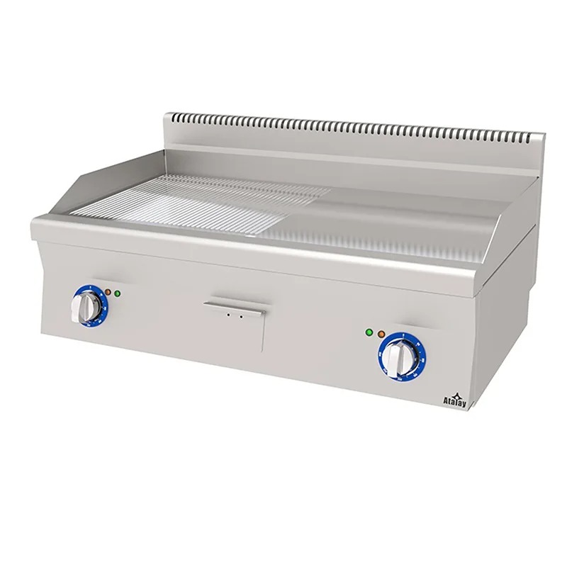 Atalay E AEI-1060-ND-CR 600 Seri Krom Yüzeyli Yarı Oluklu Yarı Düz Pleyt Izgara 100x60 cm Elektrikli