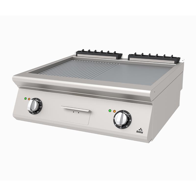Atalay AEI-673-ND 730 Seri Set Üstü Yarı Oluklu Yarı Düz Pleyt Izgara 60x73x30 cm Elektrikli