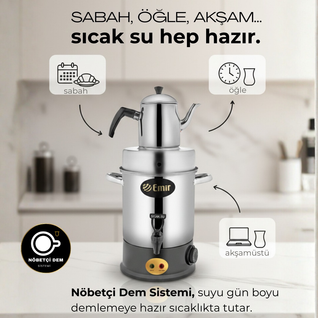 Emir EM-47 Elektrikli Çay Makinesi Çay Kazanı 60 Bardak