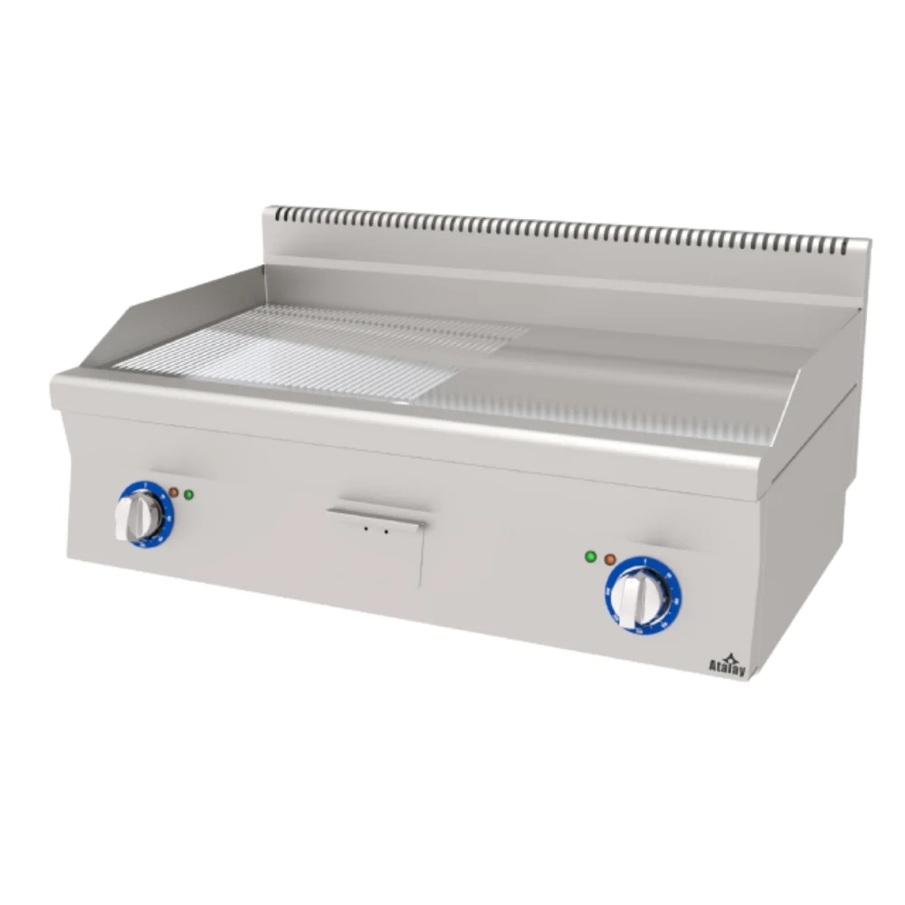 Atalay E AGI-1060-ND-CR 600 Seri Krom Yüzeyli Yarı Oluklu Yarı Düz Pleyt Izgara 100x60 cm Gazlı