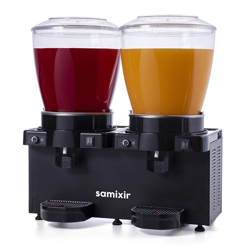 Samixir MM44.AB Panaromik Analog Twin Soğuk İçecek Dispenseri 22+22 L Karıştırıcılı Siyah
