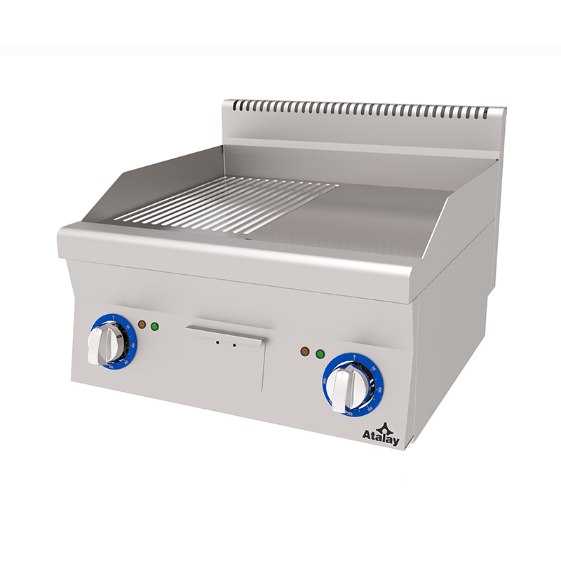 Atalay E AEI-660-ND-CR 600 Seri Krom Yüzeyli Yarı Oluklu Yarı Düz Pleyt Izgara 60x60 cm Elektrikli