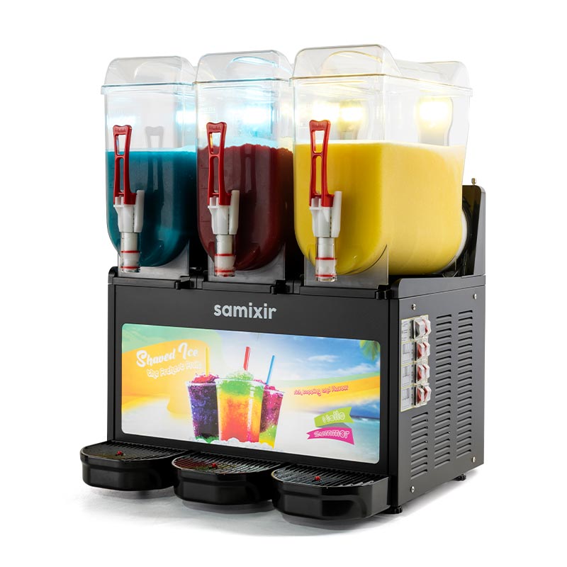 Samixir SLUSH36.BA Allure Triple Ice Slush Granita Milkshake ve Soğuk Meyve Suyu Dispenseri 12+12+12 L Siyah
