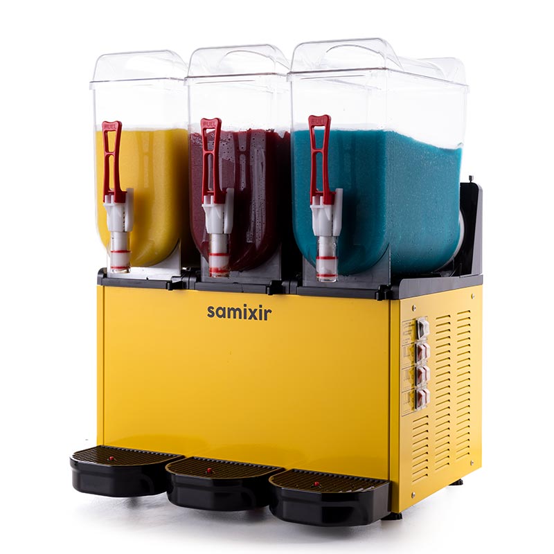 Samixir SLUSH36.Y Ice Slush Triple Milkshake Meyve Suyu Dispenseri 12+12+12 L Sarı