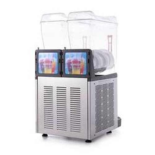 SAMXR SLUSH24.I Twin Ice Slush Granita Milkshake ve Souk Meyve Suyu Dispenseri, 12+12 L, Inox