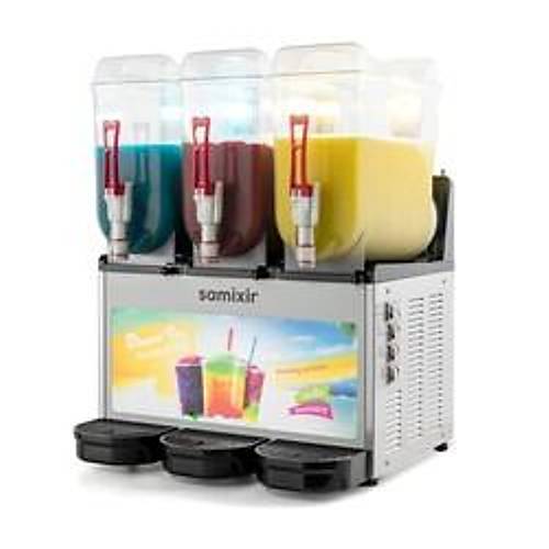 SAMXR SLUSH36 Allure Triple Ice Slush Granita Milkshake ve Souk Meyve Suyu Dispenseri, 12+12+12 L, Inox
