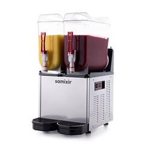 SAMXR SLUSH24.I Twin Ice Slush Granita Milkshake ve Souk Meyve Suyu Dispenseri, 12+12 L, Inox