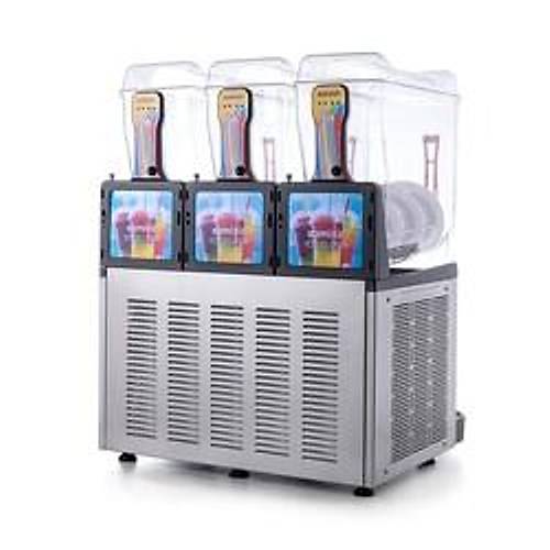 SAMXR SLUSH36 Allure Triple Ice Slush Granita Milkshake ve Souk Meyve Suyu Dispenseri, 12+12+12 L, Inox