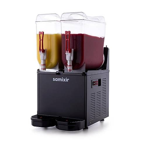 SAMXR SLUSH24 Twin Ice Slush Granita Milkshake ve Souk Meyve Suyu Dispenseri, 12+12 L, Siyah