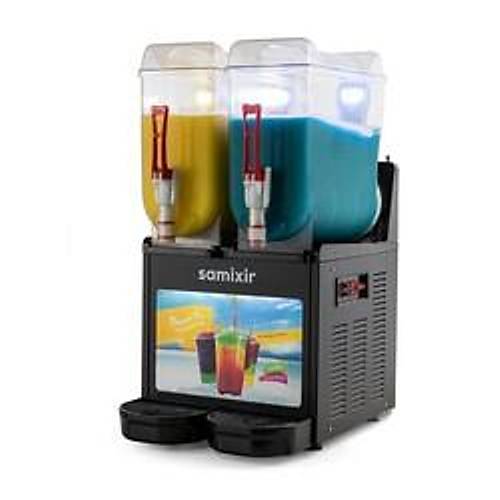 SAMXR SLUSH24 Allure Twin Ice Slush Granita Milkshake ve Souk Meyve Suyu Dispenseri, 12+12 L, Siyah