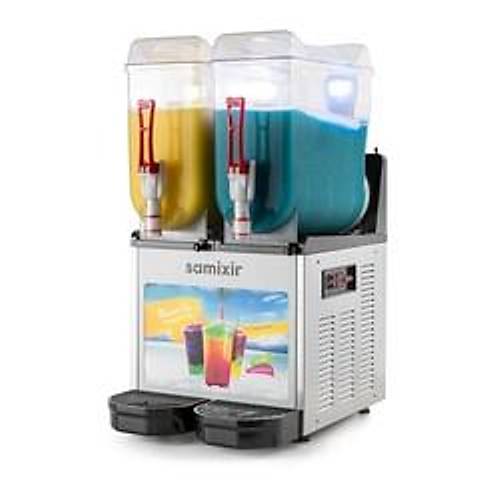 SAMXR SLUSH24 Allure Twin Ice Slush Granita Milkshake ve Souk Meyve Suyu Dispenseri, 12+12 L, Inox