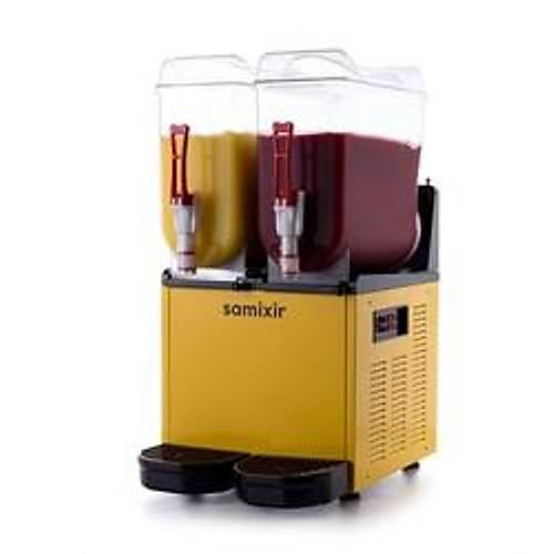 SAMXR SLUSH24.Y Twin Ice Slush Granita Milkshake ve Souk Meyve Suyu Dispenseri, 12+12 L, Sar