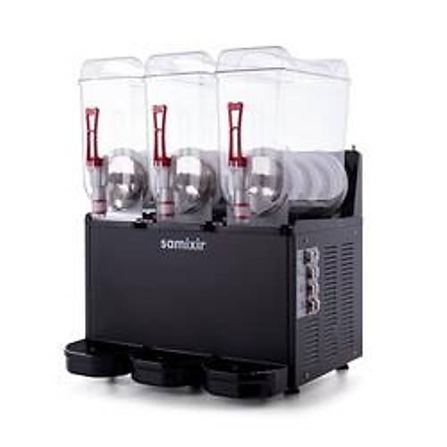 SAMXR SLUSH36 Triple Ice Slush Granita Milkshake ve Souk Meyve Suyu Dispenseri, 12+12+12 L, Siyah
