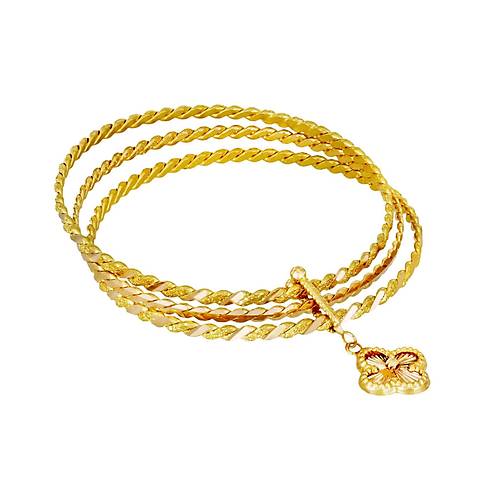 35 Gr 22 Ayar Alt�n Lazerli Aynal� Charm Bilezik