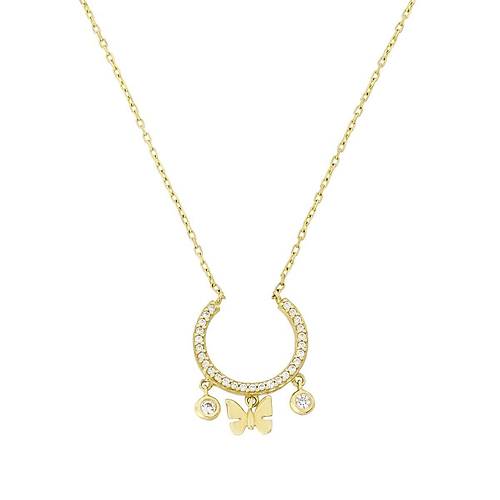 Altn Kelebekli Kolye