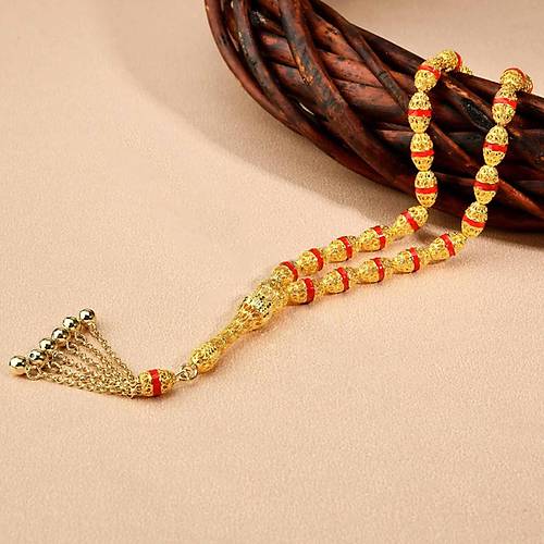 14 Ayar Altn Telkari Fusion Mineli Tesbih