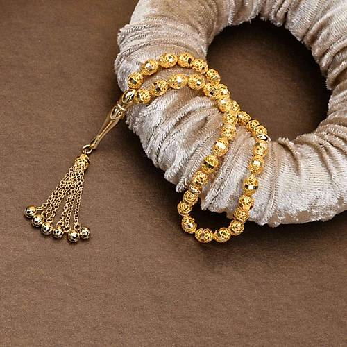 14 Ayar Altn Kalem lemeli Fizyon Telkari Tesbih