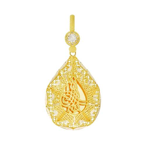 14 Ayar Altn Osmanl Tural ereveli Kolye Ucu