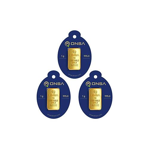 3 Adet 1 Gr 24 Ayar Gram Altn