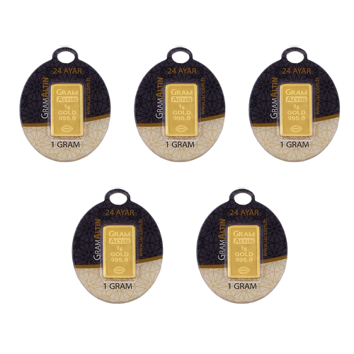 5 Adet 1 Gr 24 Ayar Gram Altn