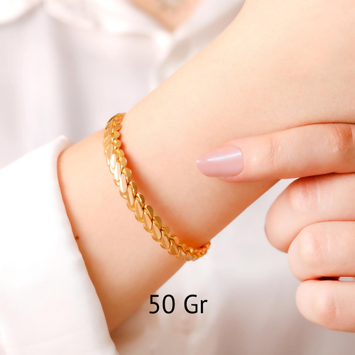 15.00 Gram, 22 Ayar Alt�n ���iliksiz ��l� Adana Burma Bilezik