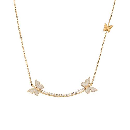 Altn Kelebek Kolye